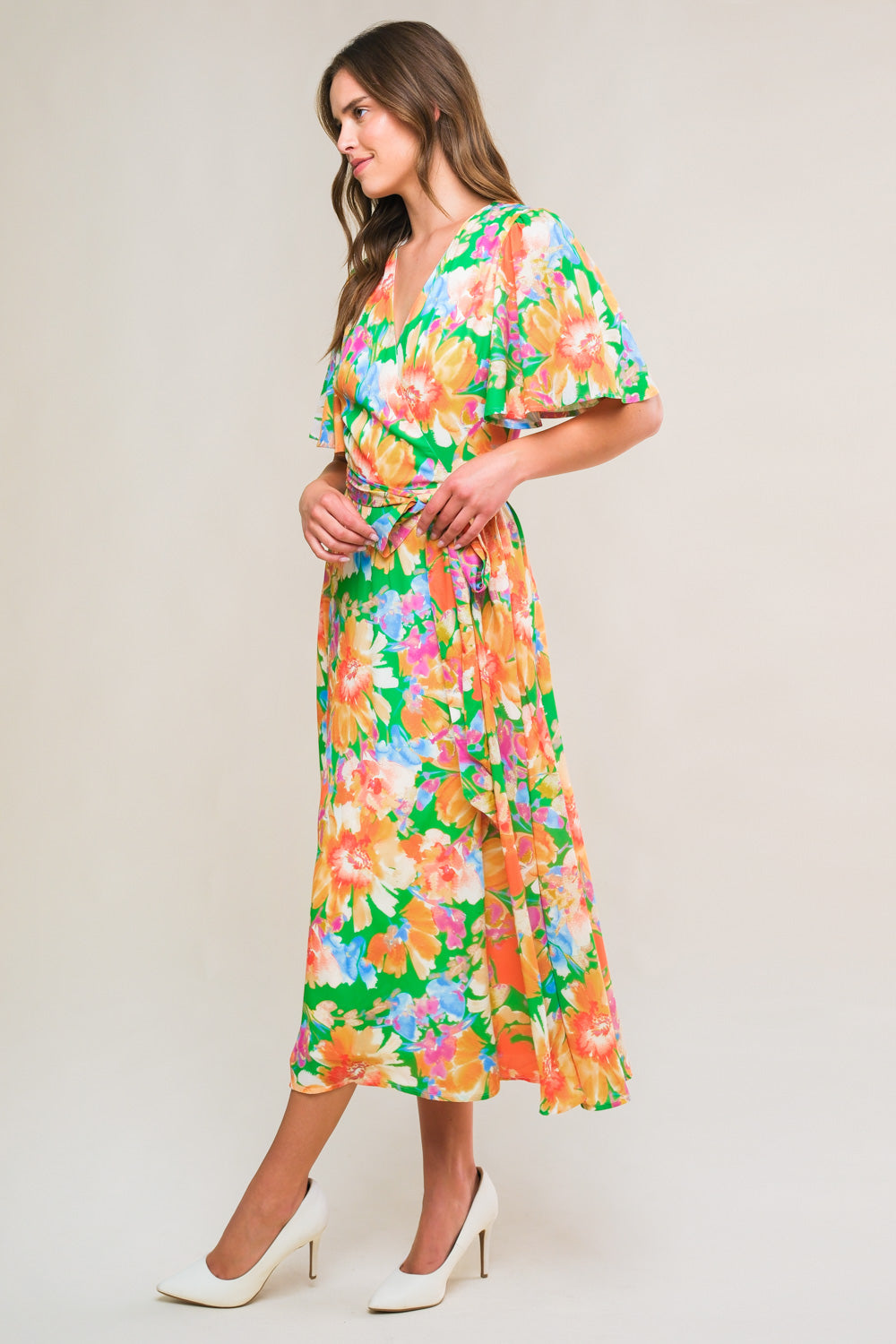 EFFERVESCENT LOVE TRUE WRAP MIDI DRESS Flying Tomato